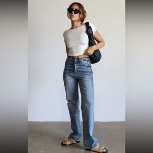 PISTOLA Cassie Super High Rise Straight Jeans in Play Day